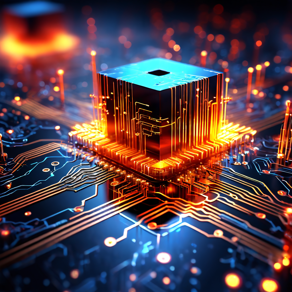 물리적 현상에서 순수한 난수를 생성하는 마이크로칩의 추상적인 클로즈업 시각화로, 양자 효과와 열 노이즈를 활용한 하드웨어 난수 생성의 핵심 개념을 설명합니다.