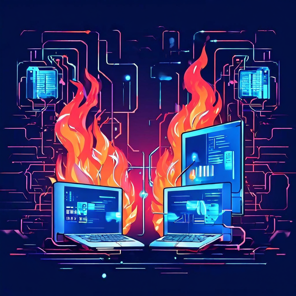 방화벽과 NAT 라우터에 의해 차단되어 P2P 연결이 실패한 두 대의 컴퓨터 네트워크 보안 개념을 설명하는 일러스트레이션입니다.