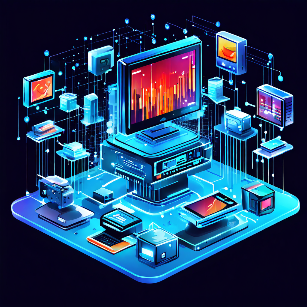 MPEG-DASH 스트리밍 기술의 원리를 설명하는 개념도로, 서버에서 데이터가 청크 단위로 분할되어 스마트폰, 태블릿, TV 등 다양한 클라이언트 기기로 전송되는 과정을 보여줍니다.