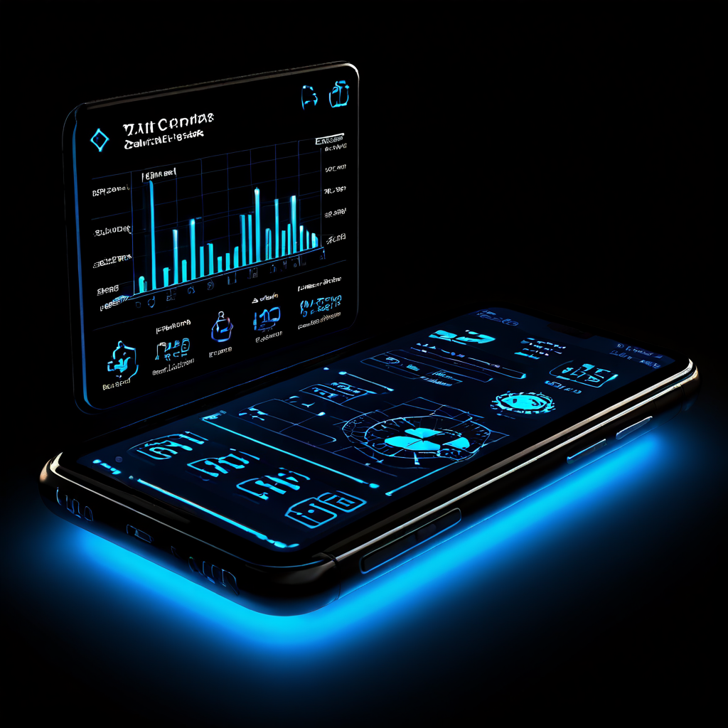 OLED 스마트폰 화면에서 픽셀 발광 기술을 설명하는 기술 다이어그램과 에너지 흐름 화살표가 표시된 다크 모드 사용자 인터페이스가 구현된 모습을 보여줍니다.