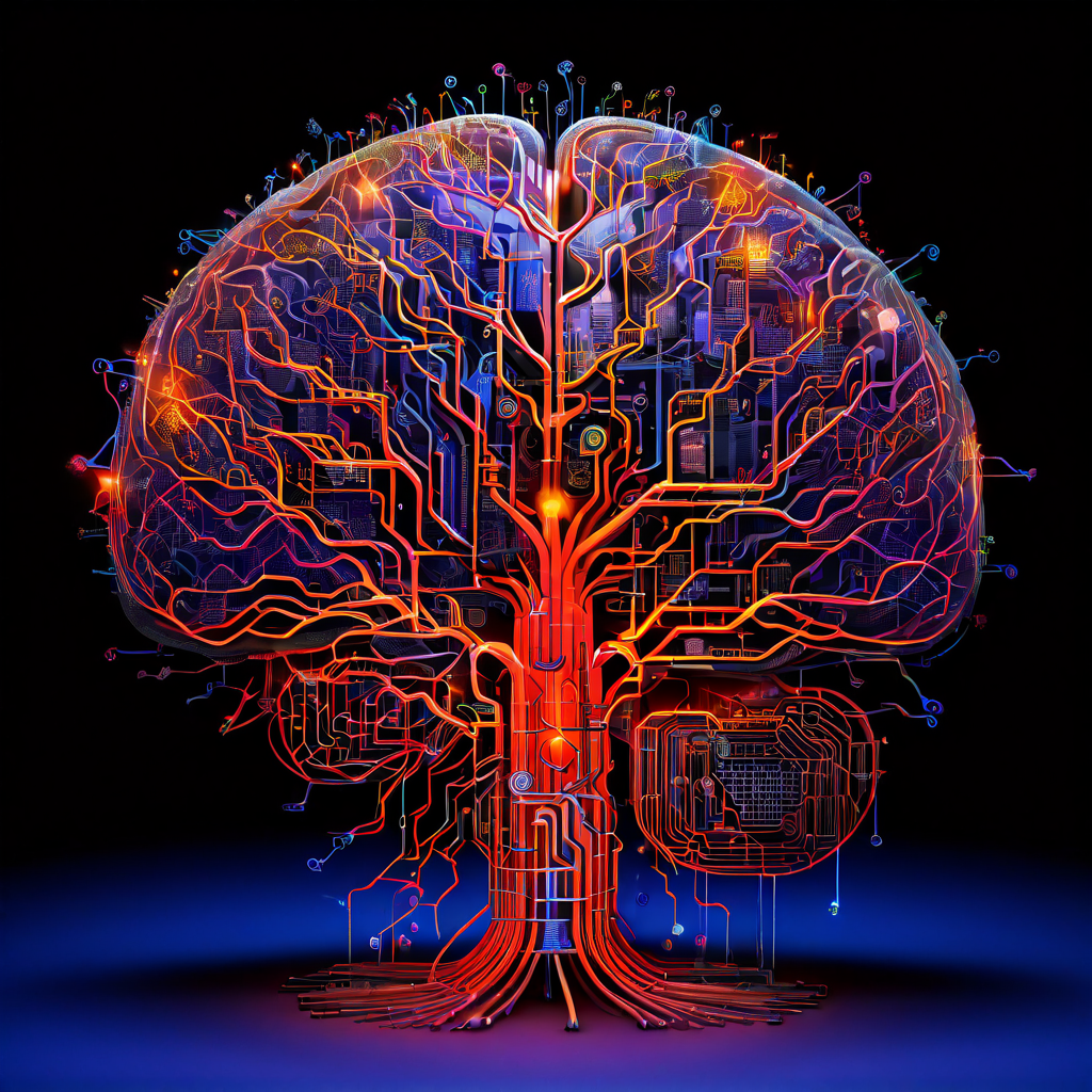 복잡한 데이터 흐름과 경고 표시들로 과부하 상태인 인간 두뇌의 회로 연결도를 보여주며 정보 과잉 시대의 인지적 포화 현상을 설명하는 이미지입니다.