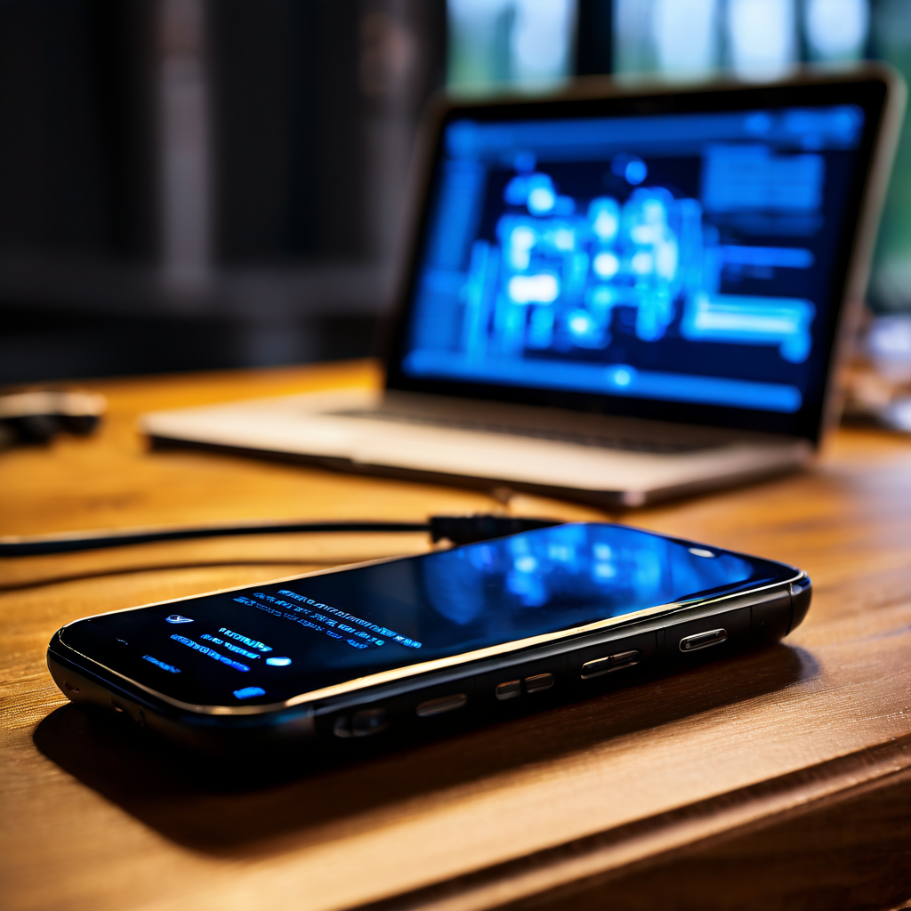 Bluetooth earbuds lying on a wooden desk next to a smartphone with a blank screen, illustrating a stable connection that suddenly
