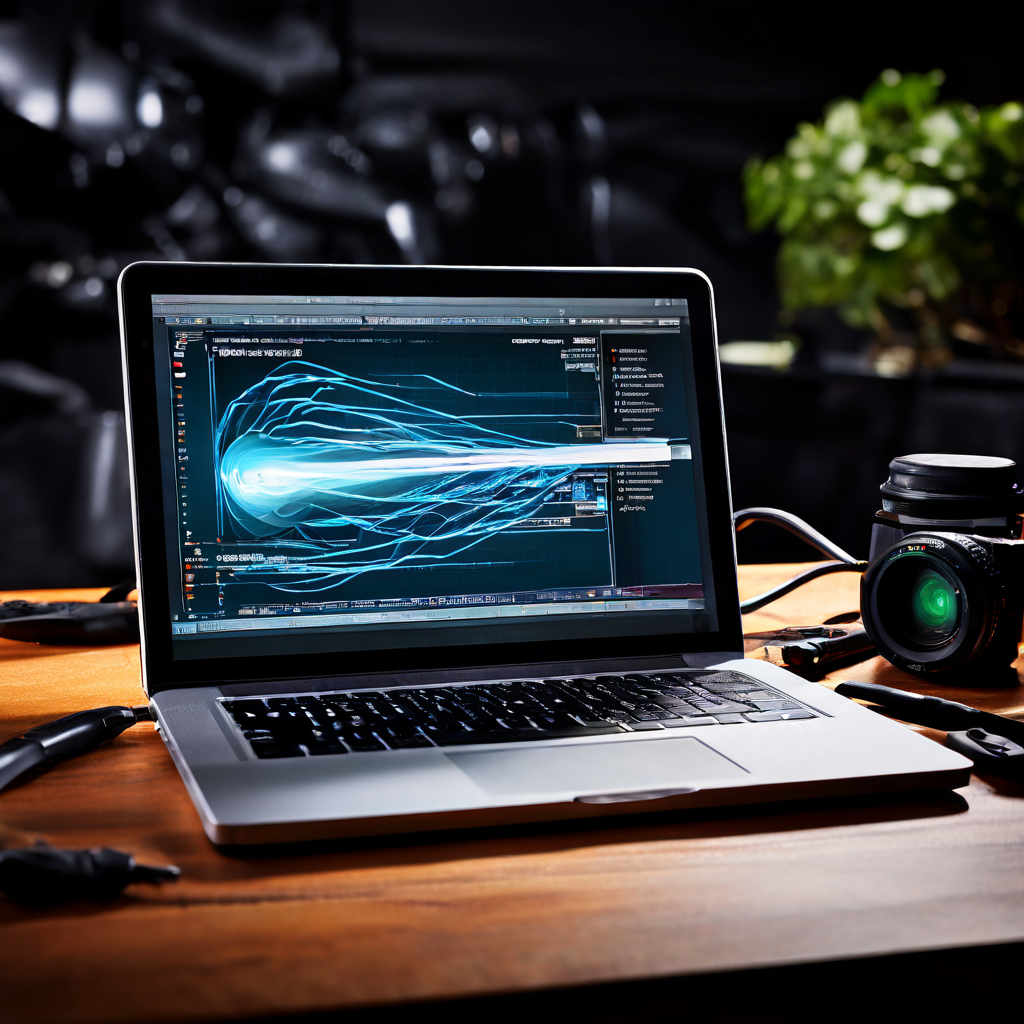 A photorealistic editorial DSLR photograph showing a hand holding a smartphone with a strong WiFi icon displayed, while a laptop i