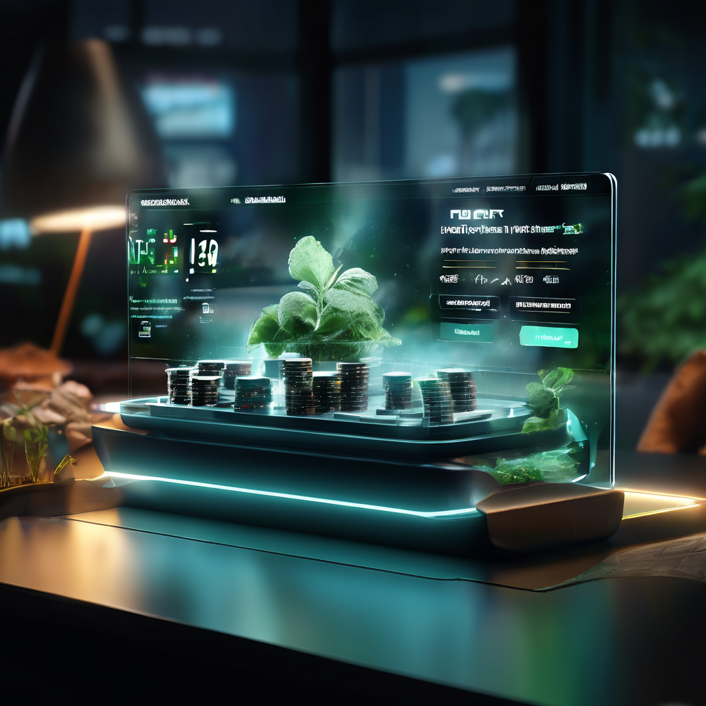 Futuristic close-up of an online poker table interface with pot odds display, glowing digital data paths, and secure service flow.